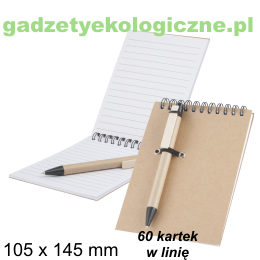 Notes ekologiczny, z kartkami w linię