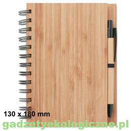  Notes w okładce z bambusa, w zestawie długopis bambusowy