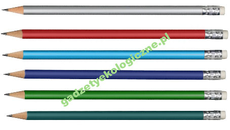 Ołówek drewniany, (kolory metaliczne: czerwony, niebieski, granatowy, zielony, 